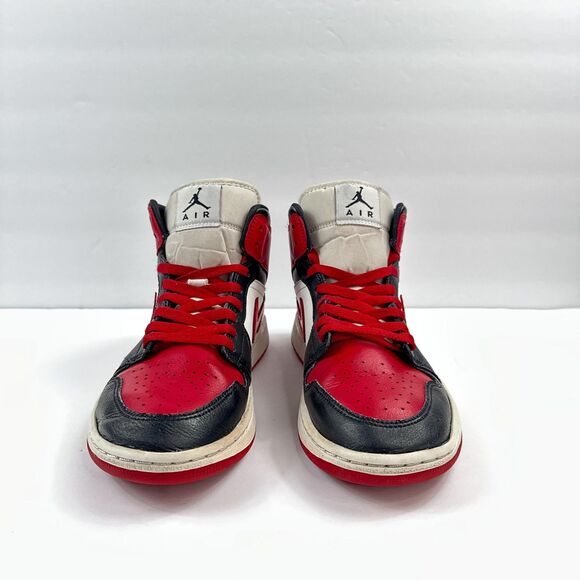 Nike Air Jordan 1 Mid Shoes Womens Size 9 Red Black White Sneakers BQ6472-079 - Picture 9 of 12